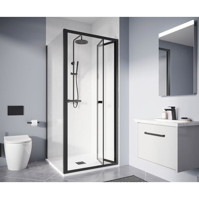 Crosswater Clear 6 Matt Black Bifold Shower Door Sanctuary Bathrooms